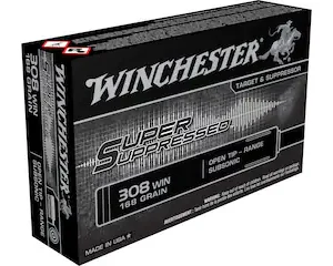 Winchester Super Suppressed 308 Winchester Ammo 185 Grain Jacketed Hollow Point