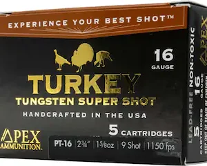 Apex Turkey TSS 16 Gauge Ammo 2-3/4" #9 Tungsten Shot 1-5/8 oz Box of 5