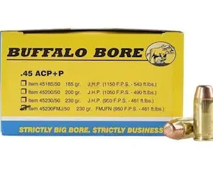 Buffalo Bore 45 ACP +P Ammo 230 Grain Full Metal Jacket (20 Round)
