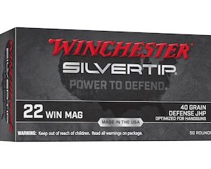Winchester Silvertip Defense 22 Winchester Magnum Rimfire (WMR) Ammo 40 Grain Jacketed Hollow Point