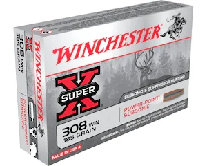 Winchester Super X 308 Winchester Ammo 185 Grain Winchester Power-Point Jacketed Hollow Point Box of 20