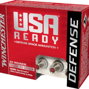 Winchester USA Ready Defense 9mm Luger +P Ammo 124 Grain Hex-Vent Jacketed Hollow Point