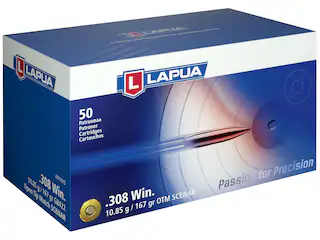 Lapua 308 Winchester Ammo 167 Grain Lapua Scenar Jacketed Hollow Point Box of 50