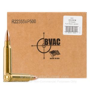BVAC 223 Rem Ammunition Reman 55 Grain Full Metal Jacket 500 rounds