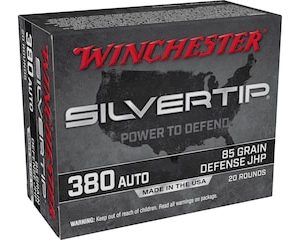 Winchester Silvertip Defense 380 ACP Ammo 85 Grain Winchester Silvertip Jacketed Hollow Point
