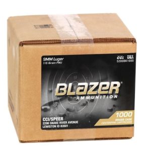 CCI Blazer 9mm Ammunition CCI5200BK1000 115 Grain Full Metal Jacket Bulk Pack 1000 Rounds