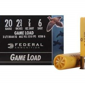 Federal 20 Gauge Ammunition Game-Shok H2006 2-3/4” 6 Shot 7/8oz 1210 FPS Case of 250 Rounds