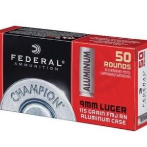 Federal Champion 9mm Ammunition Aluminum CAL9115WCCASE 115 Grain Full Metal Jacket 1000 rounds