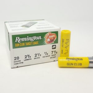Remington 20 Gauge Ammunition Gun Club GC207 2-3/4" 7/8oz #7.5 1200fps 250 rounds