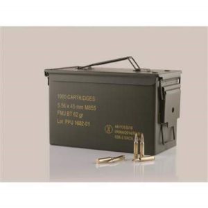 Prvi PPU 5.56mm M855 NATO Ammunition PP56MC 62 Grain Green Tip Full Metal Jacket Ammo Can of 1000 Rounds