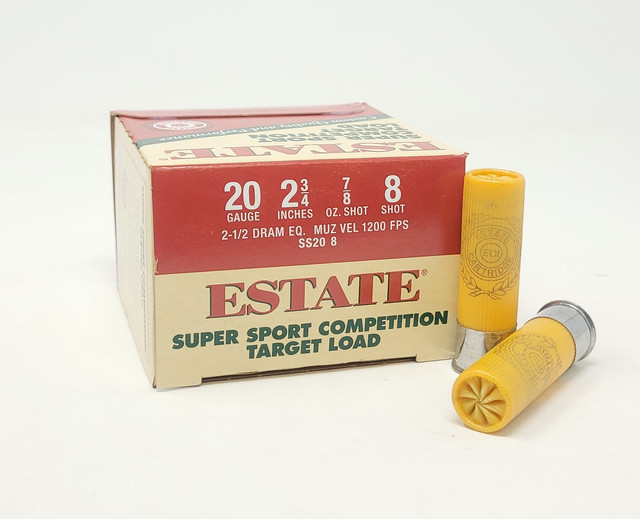Estate 20 Gauge Ammunition Super Sport Competition SS208 2-3/4" 7/8oz #8 Shot 1200fps Case of 250 rounds