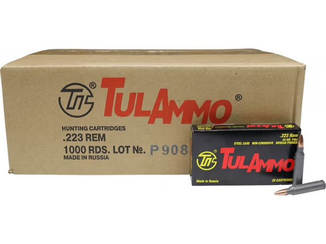 Tula 223 Remington Ammunition 55 Grain Full Metal Jacket CASE 1000 rounds