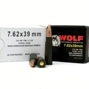 Wolf 7.62x39mm Ammunition 123 Grain Full Metal Jacket Lead Core Case of 1000 Rounds