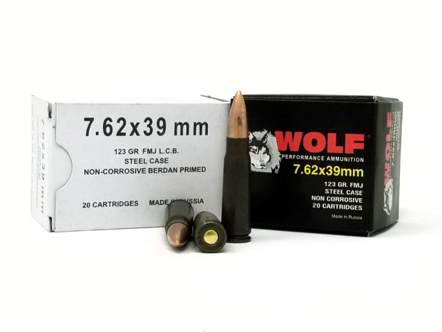 Wolf 7.62x39mm Ammunition 123 Grain Full Metal Jacket Lead Core Case of 1000 Rounds
